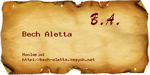 Bech Aletta névjegykártya